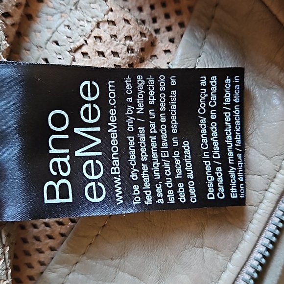 BanoeeMee leather jacket, cropped length, coffee color, small cutouts in body - Picture 5 of 8